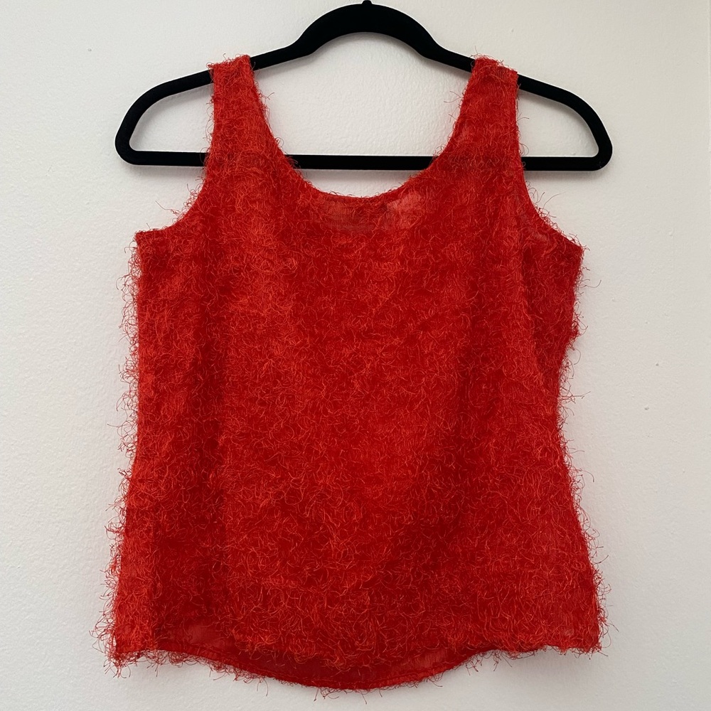 Studio C Vintage Orange Fuzzy Tank in Size Small